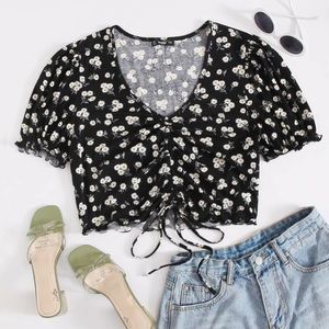 SHEIN Puff Sleeve Floral Top
